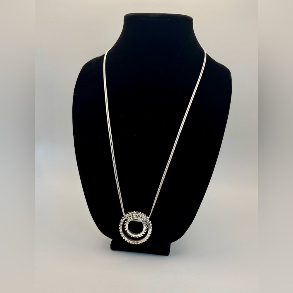 Dana Buchman Silver Double Circle Pendant Necklace